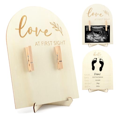 Zorivane Sonogram Picture Frame Wooden Ultrasound Picture Frame Double Sided Sonogram Photo Display Congratulations Pregnancy Gift for Expecting Parents
