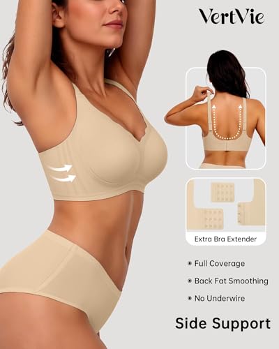 Image of Vertvie Women Seamless Jelly Bras No Underwire Supportive Wireless Push Up Full Coverage Bralette Comfy Scalloped T-Shirt Bra