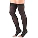 Truform Women's Compression Stockings, 20-30 mmHg, Thigh High Length, Open Toe, Opaque, Black, Medium (20-30 mmHg)