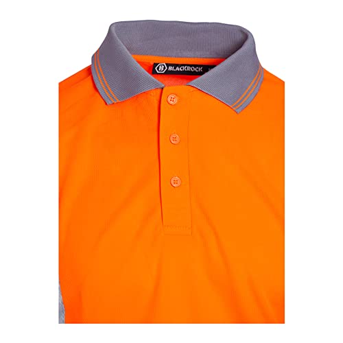 Blackrock Hi-Vis Long Sleeve Polo Shirt, Rail Orange T-Shirt, Work Utility & Safety Clothing, High Viz, Work Tops, Clothing PPE Workwear, Birds Eye Polyester, Class 3 Certified, Size Medium