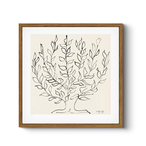HUARCEY Vintage Framed Canvas Wall Art Plain Tree Drawing, Boho