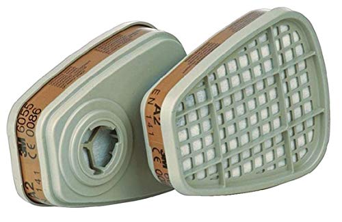 Lot de 2 filtres 3M 6055 A2 pour vapeurs organiques dangereuses (2 pièces/1 paire).