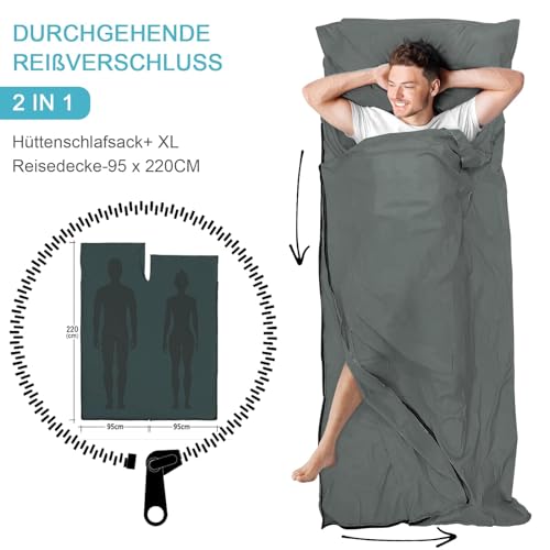 Sleeping Bag Liner, Forro de Bolsa de Dormir para Adulto, Ligero y Portátil, Rectangular, Capacidad Individual miniatura 3
