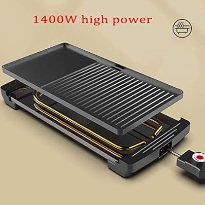Tragbarer Elektrischer Grill Teppanyaki Grill Tischgrill Elektrische Grillpfanne, 2-in-1-Tischgrill, Innengrill… – Bild 4