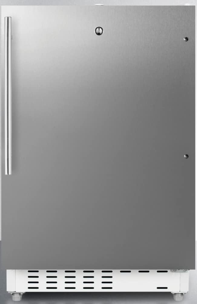 Summit Appliance ALRF48CSSHV Built-in Undercounter ADA Compliant Refrigerator-Freezer with Stainless Steel, Vertical Handle, Manual Defrost, Glass Shelves, Front Lock and Door Storage