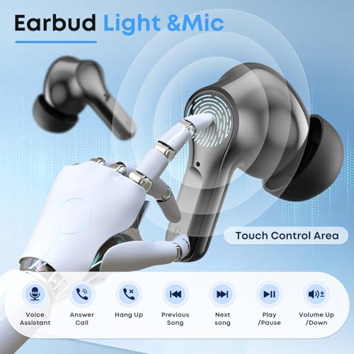 Image of Wireless Earbuds Bluetooth 5.4 Headphones Stereo Ear Buds Black