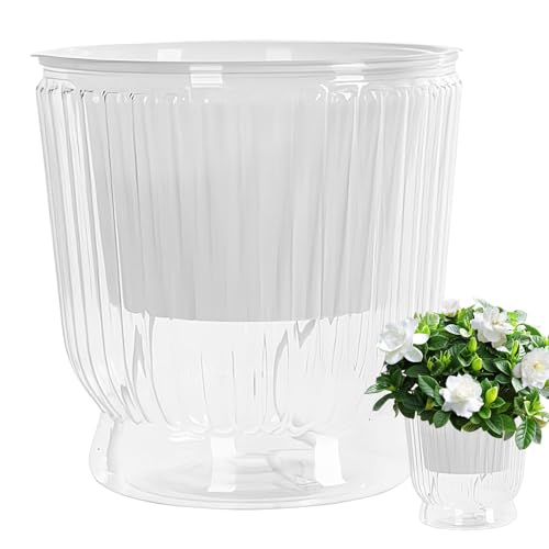 Pots d'arrosage auto-serrant - Pot d'eau de planteur | Planteur de drainage hydroponique transparent | Pots succulents avec trou de drainage pour balcon, salon, chambre
