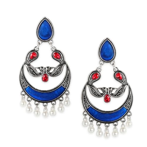 Rubans Blue Silver-Plated Oxidised Handcrafted Contemporary Drop Earrings (B0D73X4FNZ) Amazon Price History, Amazon Price Tracker