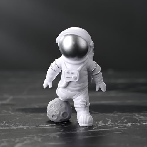 Set 4 Piezas Estatuas Astronauta Plata miniatura 3
