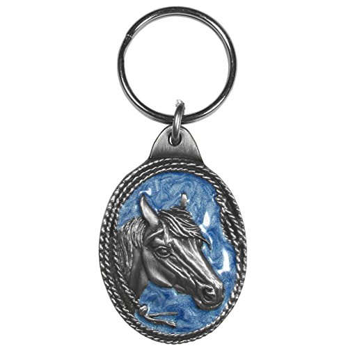 Siskiyou KR113E Chaveiro de metal automotivo perfil de cavalo com borda de corda esmaltada detalhes...