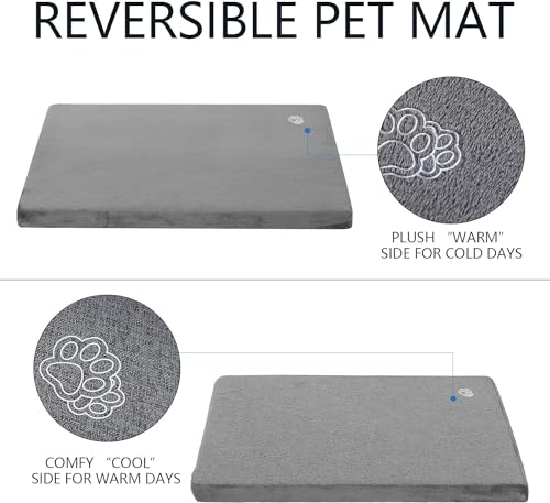 EMPSIGN Stylish Dog Bed Mat Dog Crate Pad Mattress Reversible (Cool & Warm), Water Proof Linings, Removable Machine Washable Cover, Firm Support Pet Crate Bed for Small to XX-Large Dogs, Grey - Image 4