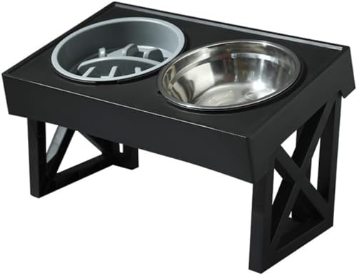 Uranus 犬 食器 フードボウル 犬用 食器台 大型犬向け 折り畳み昇降式 3段階 高度調節 餌入れ 水入れ エサ台 滑り止め ステンレス ボウル 1000ML*2個 給食器 食べやすい 滑り止め 取り外し可能 洗いやすい (ペット用調節可能高さ調節ボ