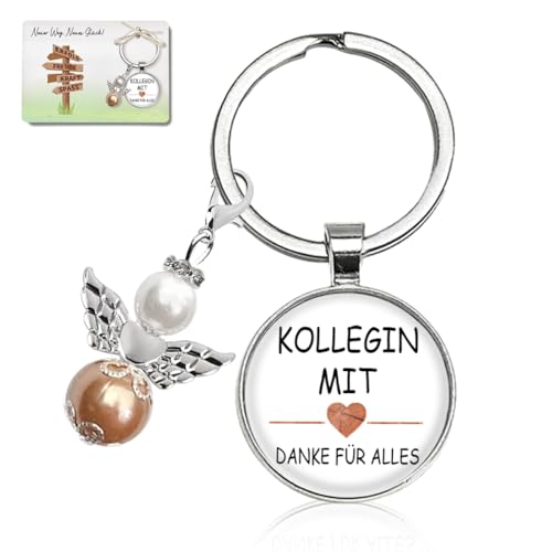 Luckeey Regalo di addio, colleghi, angelo custode, portachiavi con piccolo regalo di ringraziamento per colleghi, collega, cambio di lavoro, pensione, nuovo lavoro mutmacher portafortuna, Portachiavi