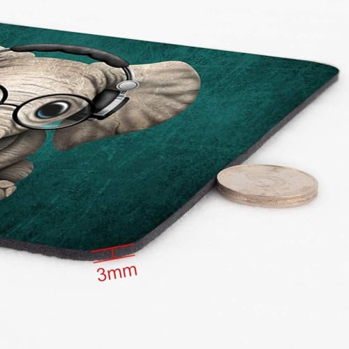Image of Mouse Pad with Design, 24 x 20 cm, 3mm Thick Rubberised Base Mouse Pad for Computer, PC, Laptop (HATHI)