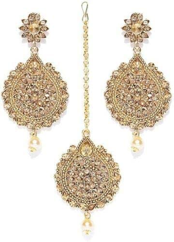 GenericIndian Ethnic Gold Plated Tikka Tika Headpiece earrings Set