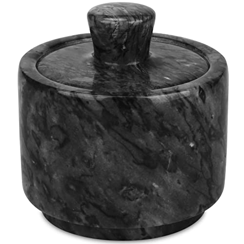 Catálogo de Bodegas los mejores 10. 47 HESHIBI - Bodega de Mármol Con Tapa para Sal y Pimienta, Recipiente para Cocina y Baño (Negro)