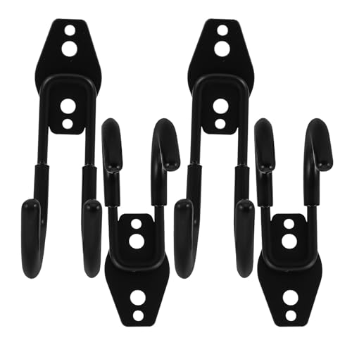 HOLIDYOYO 4個 重型ガレージフック ブラックコーティング付き 壁掛け収納用耐荷重フック 工具 自転車 ホース はしご用壁面オーガナイザー