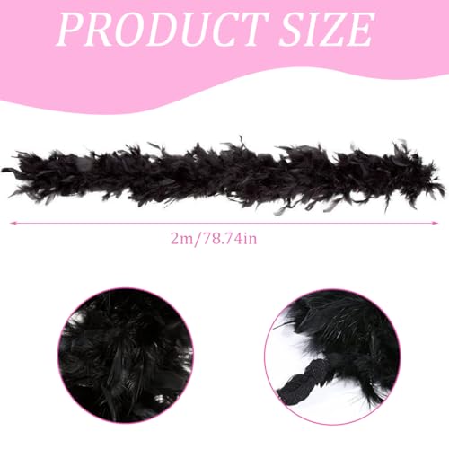 EIHI Feder-Boa, Länge circa 200 cm, Kostüm-Accessoire, Charleston, 20er Jahre, Flapper, Karneval, Mottoparty, 1 Stück