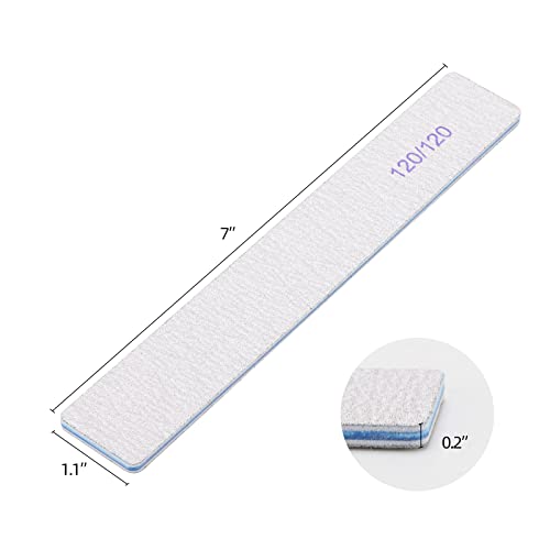 25 Pieces 120 Grit Rectangle Nail Files For Acrylic Nails And Natural Nails, Reusable Nail Buffers Double Sided Emery Boards Manicure Tools #TOP1