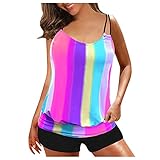 Tankini Damen Bauchweg Women's Bikini Set U Neck Tankini Top and Shorts Sloggi Bikini Bikini MäDchen 122 Bikini Bench Bikini Damen Set mit bügel Lila#02 Blau
