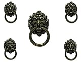 Set besteht aus 5 Griffen 5 x Möbelknopf Möbelgriff Möbelgriffe Möbelknöpfe Griff Knopf brüniert antikmessing Löwe