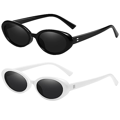 Image of Retro Oval Sunglasses for Women Men 90s Style Vintage Small Sun Glasses UV400 Protection Shades