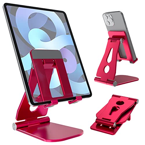 Phone Stand, Phone Holder, Phone Stand for Desk, 2022 Updated Aluminum Phone Holder, Fully Adjustable Foldable MKLCCP Phone Holder Compatible with All Mobile Phone, iPhone 14, 4