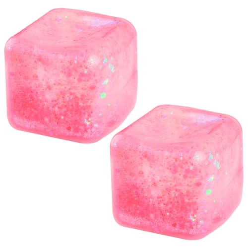 Thyonta Fidget Toys - 2PCS Cube Fidget Squishy Stress Balls, Sensory Toys for Autism, Release Pressure for Kids & Adults (Pink)