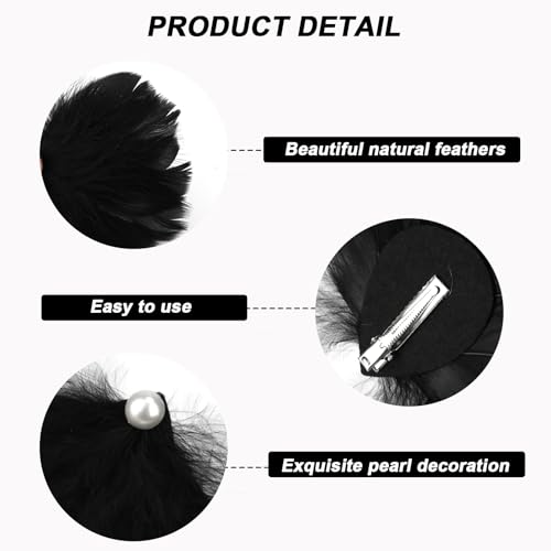 MWOOT 4 Pcs Black Feather Hair Clips - Image 2