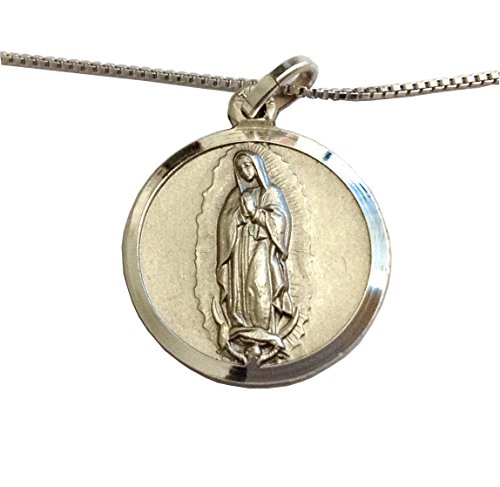 Medalla de 'Nuestra Señora de Guadalupe' de Plata Maciza 925 con Cadena de Plata