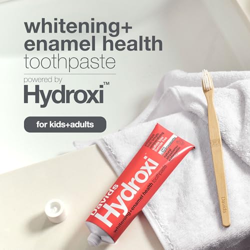 Image of Davids Hydroxi Strawberry Watermelon Fluoride Free Nano Hydroxyapatite Toothpaste for Enamel Health & Whitening, Antiplaque, SLS Free, Kid Friendly Flavor, 4 oz, Made in USA
