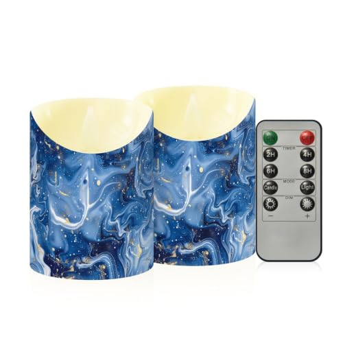 Velas impermeables sin llama de mármol azul con temporizador