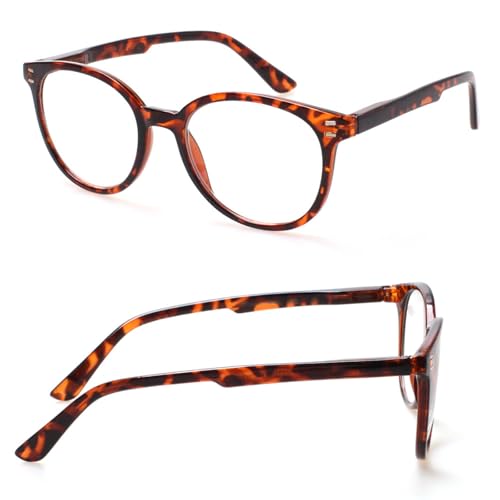 3 Pack Reading Glasses Spring Hinge Stylish Readers Black/Tortoise for Men and Women (3 Mix, 4.0)Medium - Thumbnail 5