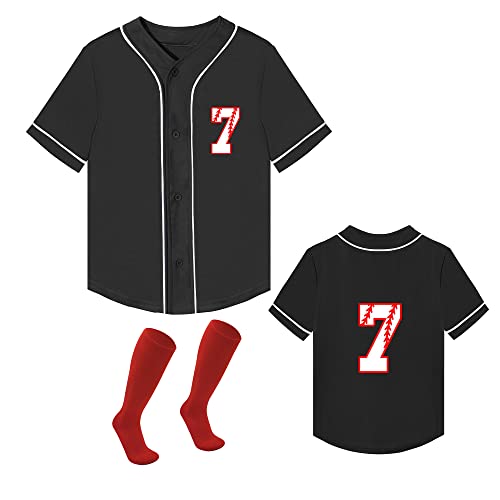 Image of Yuji Itadori 7 Year Old Birthday Shirt Kids Baseball Jersey with Socks 7th Birthday Outfit Boys T-Shirt