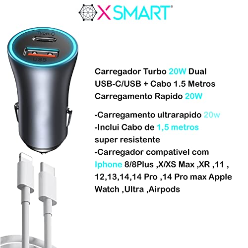 Carregador de carro Ultra Rápido Duo para iphone 14,iphone 13,iphone 12,iphone 11,XR,X,XS-max,iphone