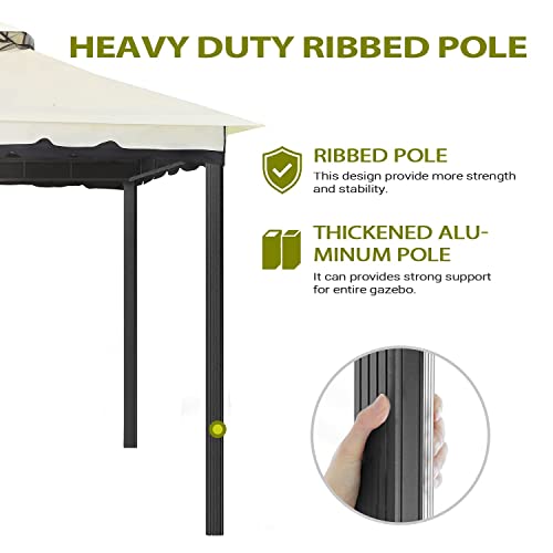 10X10 Gazebo With Mosquito Netting And Sand Bag, Aluminum Pole Outdoor Gazebo With Polyester Top, Fireproof Enclosure & Waterproof Screen Patio Tent, Garden Pavilion For Backyard, Lawn (Cream) #TOP7