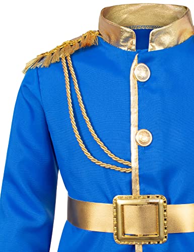 Togrop Prince Charming Costume For Kids Boys Royal Prince King Outfit Party Cosplay 7-8 Years Blue #TOP4