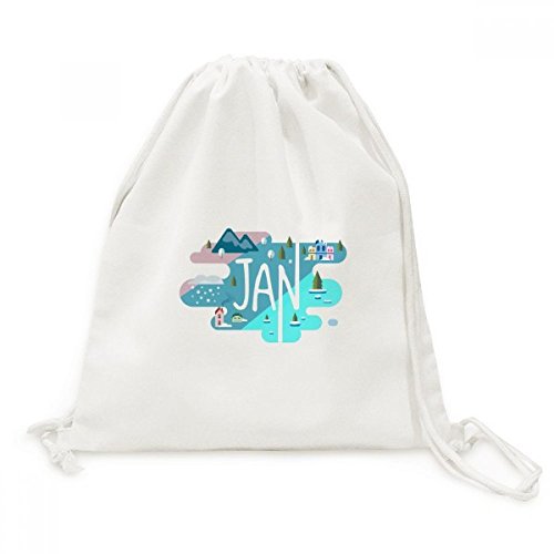 Toile drawstring backpack sac de voyage imprimé Janvier