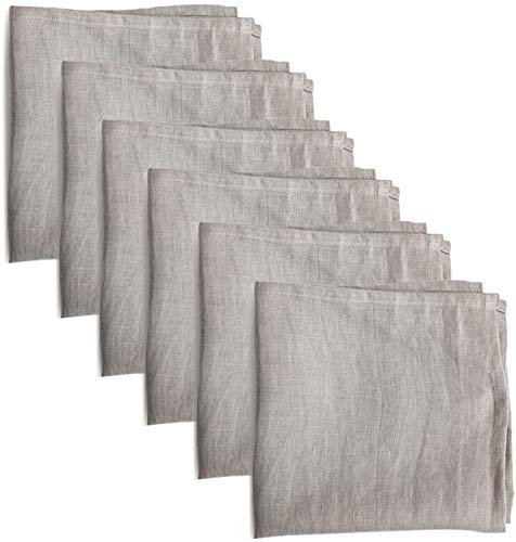 Caijin Abendessen Stoff Servietten 15 x 15 Zoll - Set von 6er Pack europäischen Flachs waschbar für Haus und Küche (grau, quadratisch) Cover