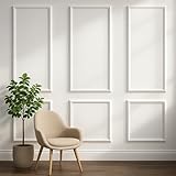 Peel and Stick Wall Molding Kit – Pre-Cut Wainscoting Panels, Set of 3 (3 Top & 3 Bottom), Ready to Assemble & Easy to Install for Interior Wall Décor, Living Room Bedroom Accent Walls (54 x 24 in)
