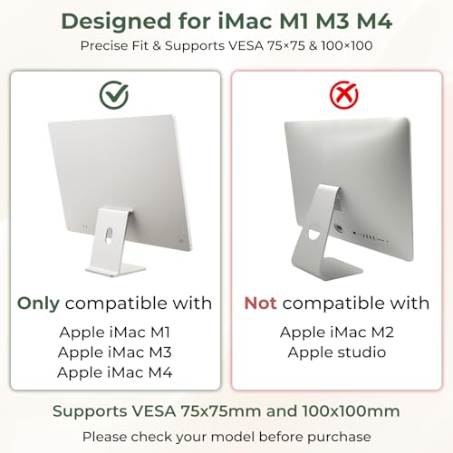 Image of Metal VESA Mount Adapter Plate Bracket Only for Apple iMac 24-inch M1, M3, M4 Series Monitors, Fits 75x75 /100x100 VESA Pattern, White VESA Mounting Plate for Monitor Arm Mounting, Hardware Included
