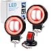 Ourbest Motorcycle Fog Lights with Switch,3inch Motorcycle auxiliary lights, Halo Round led lights, luces exploradoras para moto pair(White Beam with Red Ring)