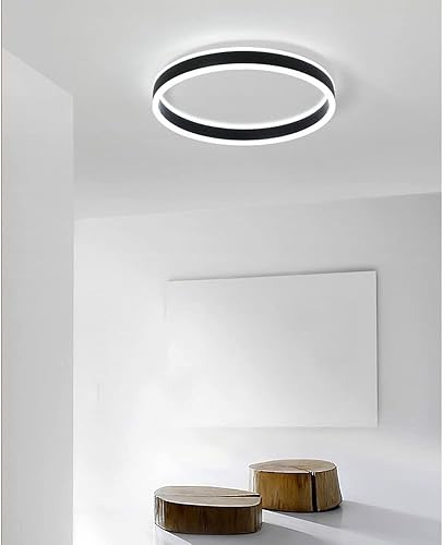 Miniatura 9 de MCWYH Lámpara de techo LED minimalista de montaje empotrado, lámpara de techo de metal y acrílico, 15.7 pulgadas, control remoto, atenuación