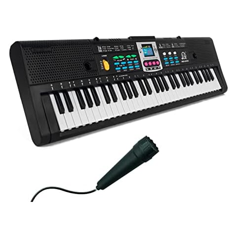 Benkeg 61 Keys Digital Music Electronic Keyboard Kids Multifunctional Electric Piano for Piano Student with Microphone Function Musical Instrument Cover