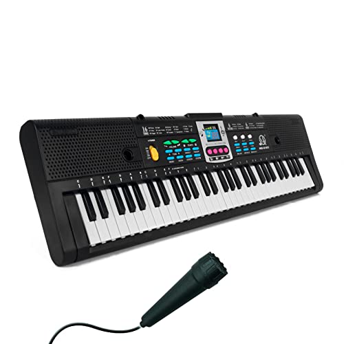 Bulaned Teclado electrónico de música Digital de 61 Teclas para niños, Piano eléctrico Multifuncional para Estudiantes de Piano con función de micrófono, Instrumento Musical