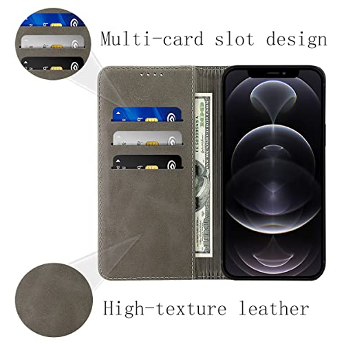 NanHou iPhone 12 / iPhone 12 Pro Wallet Case PU Leather Case Card Holder Shockproof Flip Cover - Black/Gray