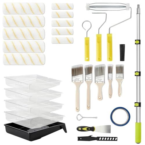 Paint Roller Kit-29 Piece Paint Set with 40" Extension Pole,9"4" ...