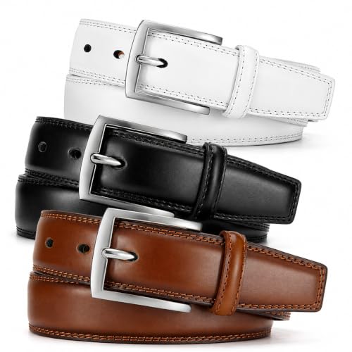 Image of DOOPAI Mens Dress Belt - Genuine Leather Dress Belts For Men,Casual Suit Jeans Belt-Single Prong Buckle black belt