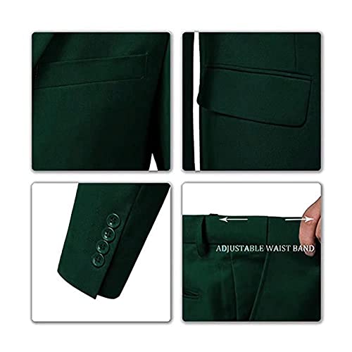 Image of Furuyal Men's Suits 3 Piece Slim Fit Suit Set,Two Button Wedding Business Tuxedo Solid Blazer Jacket Vest Pants with Tie
