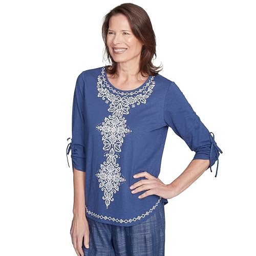 Alfred Dunner Center Embroidered Top Cotton/Polyester